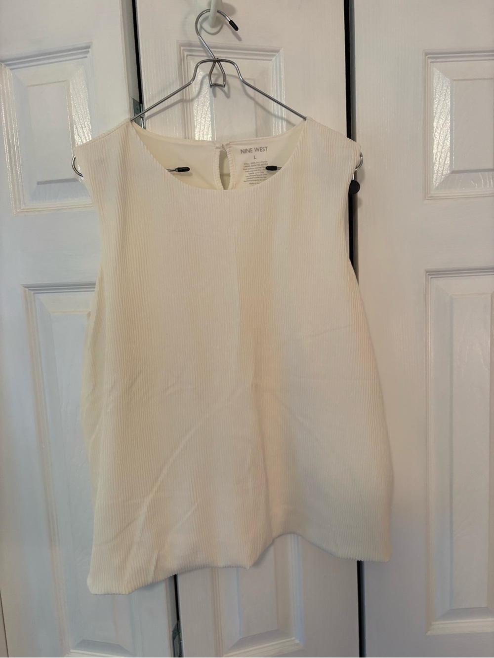 Nine West Ivory Sleeveless Ribbed Blouse